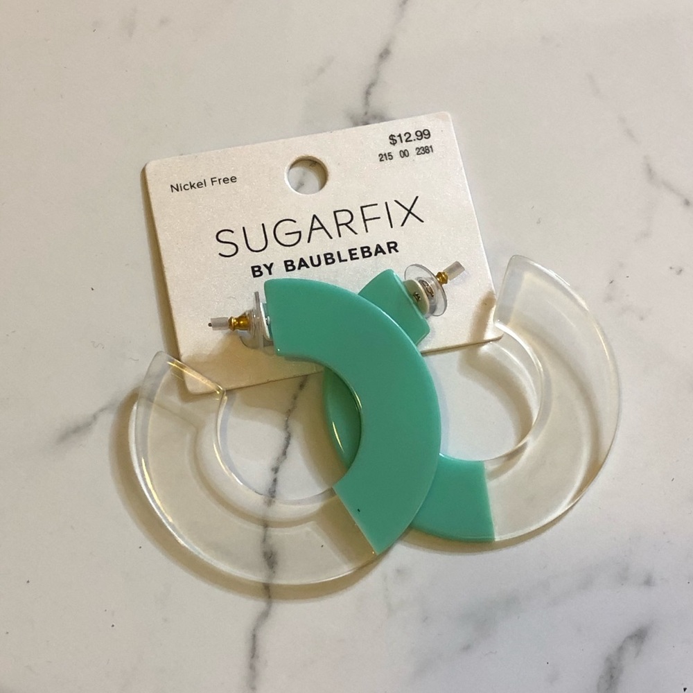 SugarFix Bauble Bar Earrings Hoop Mint Blue